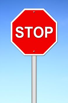 stop sign with blue sky