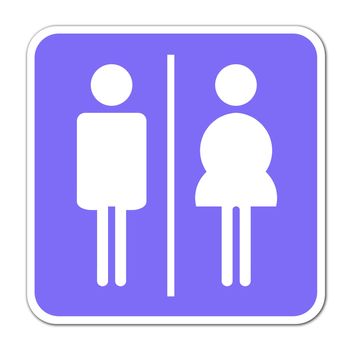 Man & Woman restroom sign on white