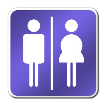 Man & Woman restroom sign on white