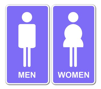 Man & Woman restroom sign on white