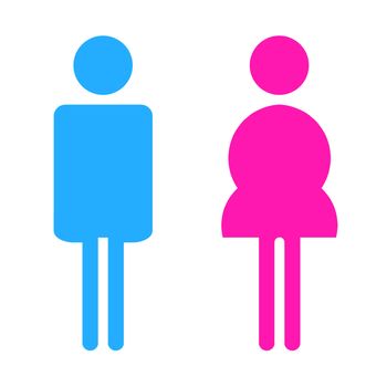 Colored male and female sign on white