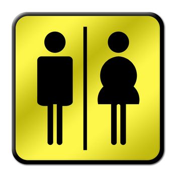 Man & Woman restroom sign on white