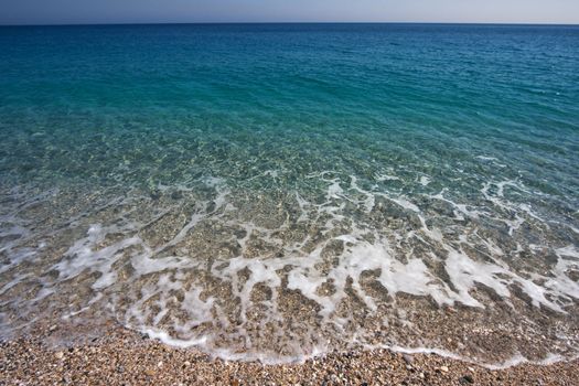  beach and blue sea in Spain. Mediterranean Sea