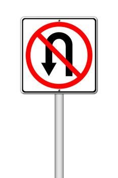 No return back road sign on white background