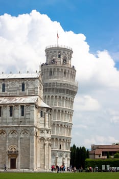Leaning Tower of Pisa and a part of cathedral
