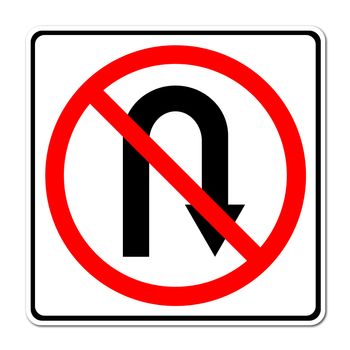 No return back road sign on white background