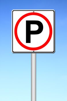 Parking sign over a blue sky