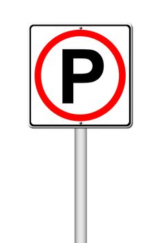 Parking traffic sign on white background