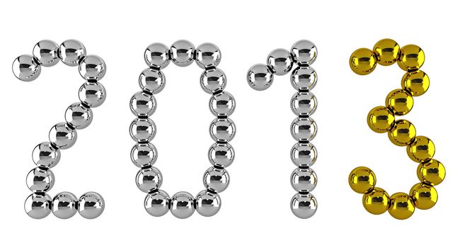 Date of new year 2013 made of metal balls