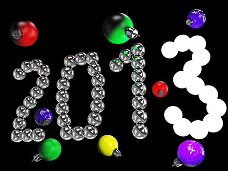 Date of new year 2013 made of metal balls