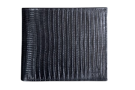 Stylish men's black wallet isolated on white background.