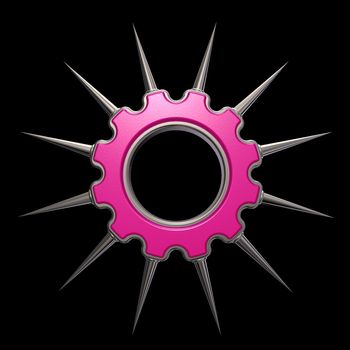 gear wheel with prickles on black background - 3d illustration
