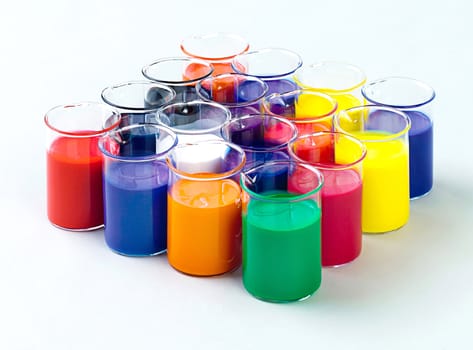 colors in the glass tubes in laboratory for experimental nontoxic test