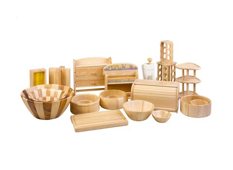 nice and useful kitchenware woodworks isolates on white 