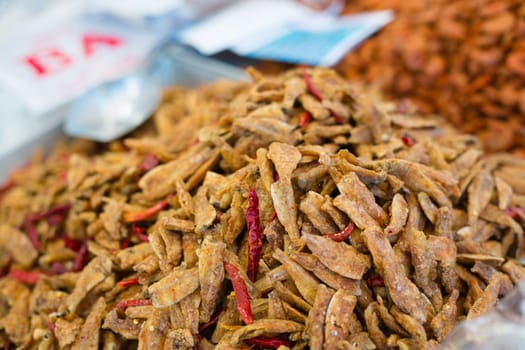 Fried fish with spice snack food of thailand