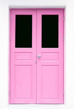 pink Greek Style door on wall