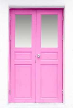 pink Greek Style door on wall