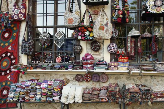 Traditional Turkish embroidered souvenir shop in Antalya