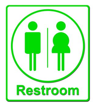 Restroom sign on white background