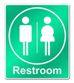 Restroom sign on white background