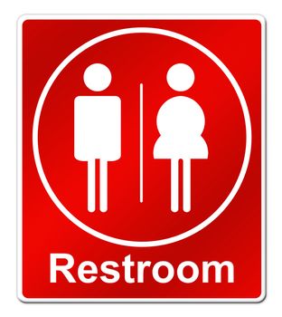 Restroom sign on white background