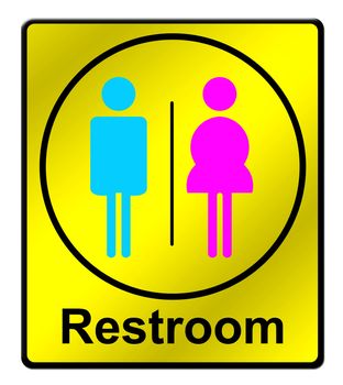 Restroom sign on white background