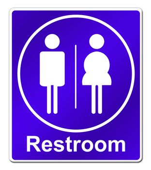 Restroom sign on white background