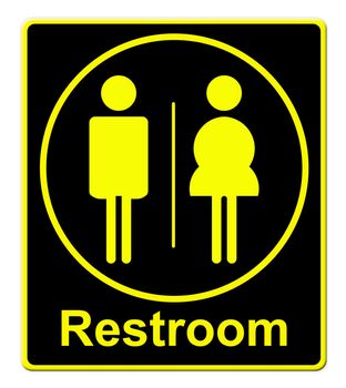 Restroom sign on white background