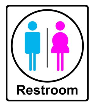 Restroom sign on white background