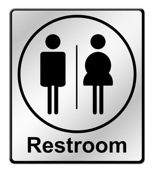 Restroom sign on white background