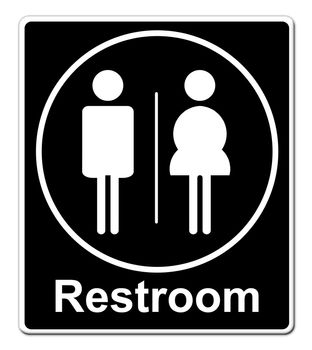 Restroom sign on white background