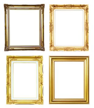 4 golden frame on white background