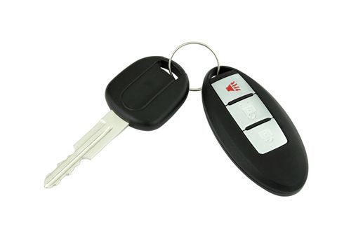 car key with remote control on white