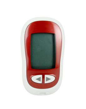 glucometer for checking blood sugar levels on white