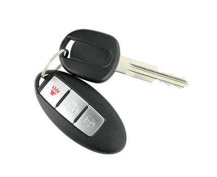 car key with remote control on white