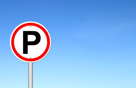 Parking sign over blue sky blank for text