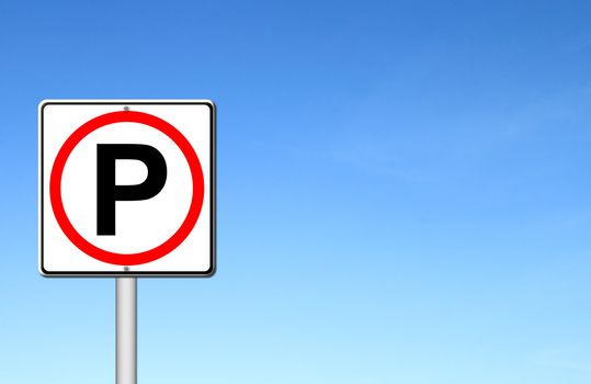 Parking sign over blue sky blank for text