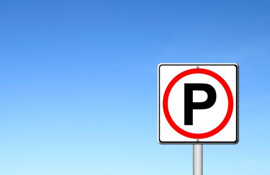 Parking sign over blue sky blank for text