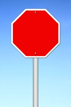 red blank sign with blue sky