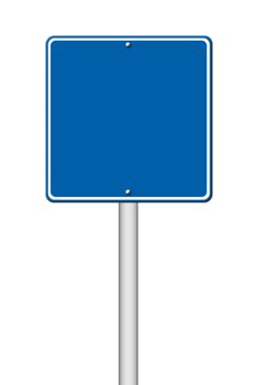 blue blank sign on white background