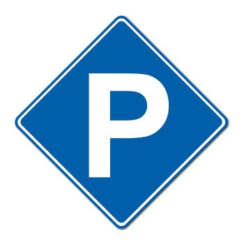 Parking traffic sign on white background