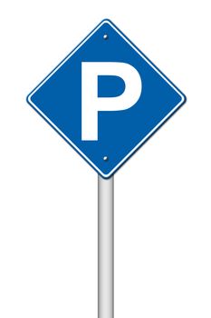 Parking traffic sign on white background