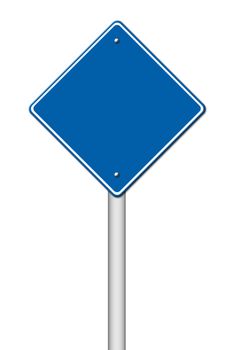 blue blank sign on white background