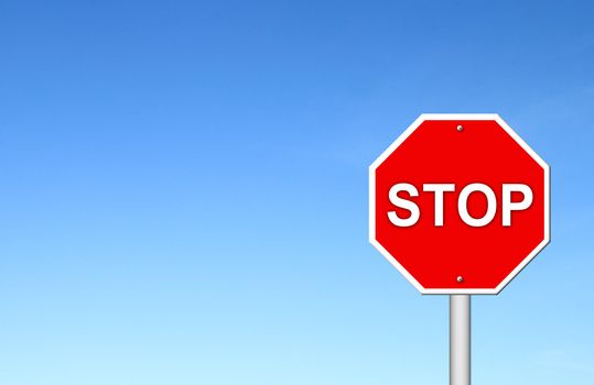 stop sign with blue sky blank for text