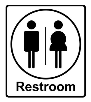 Restroom sign on white background