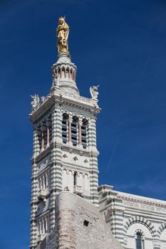 Famous Notre-Dame-de-la-Ga rde on the hill in Marseille in France