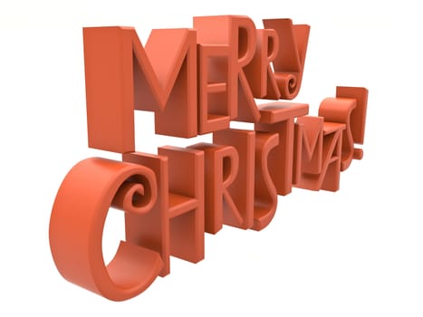 Merry Christmas in red rendered letters isolated on a white background