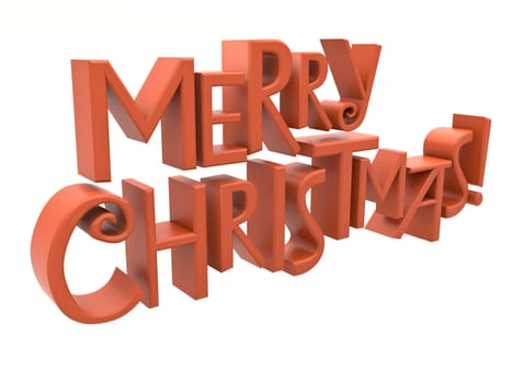Merry Christmas in red rendered letters isolated on a white background