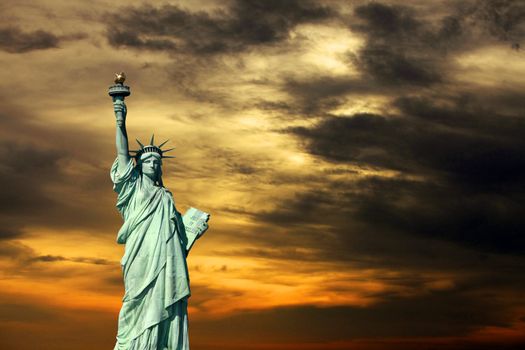 The Statue of Liberty at Sunset, New York City