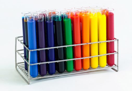 Colorful glass tube in slots reasy for color testing 